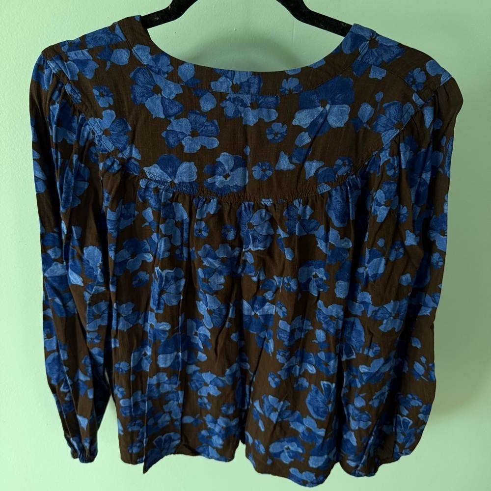 Women's Long Sleeve Button-Front Blouse-A New Day-Blue Size Large - Picture 6 of 8